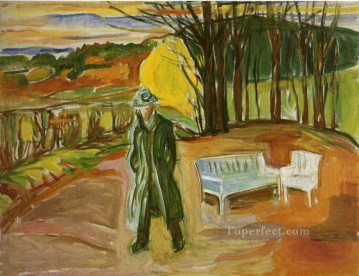 Expresionismo Painting - Autorretrato en el jardín ekely 1942 Edvard Munch Expresionismo